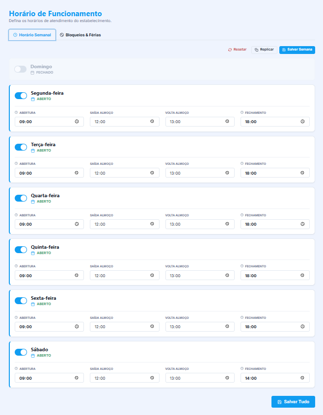 Visão Geral da Agenda - Dashboard